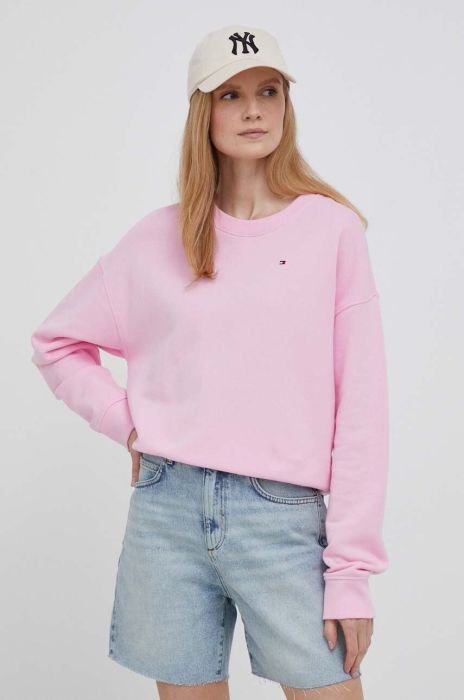 Бавовняна кофта Tommy Hilfiger жіноча колір рожевий однотонна (3327476)