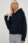 Бавовняна кофта Tommy Hilfiger жіноча колір синій з капюшоном однотонна (3329739)