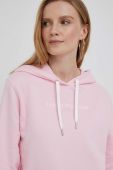 Бавовняна кофта Tommy Hilfiger жіноча колір рожевий з капюшоном з аплікацією
