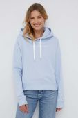 Бавовняна кофта Tommy Hilfiger жіноча з капюшоном з аплікацією колір блакитний (3316053)