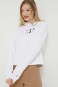 Кофта Tommy Jeans жіноча колір білий з капюшоном з принтом (3329771)