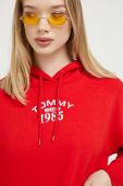 Кофта Tommy Jeans жіноча колір червоний з капюшоном з принтом (3329765)