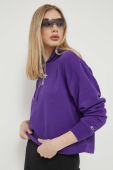 Кофта Tommy Jeans жіноча колір фіолетовий з капюшоном з принтом
