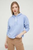 Кофта Tommy Jeans жіноча з капюшоном з принтом колір блакитний