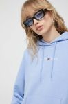 Кофта Tommy Jeans жіноча з капюшоном однотонна колір блакитний (3324516)