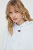 Кофта Tommy Jeans жіноча з капюшоном однотонна колір блакитний (3365653)