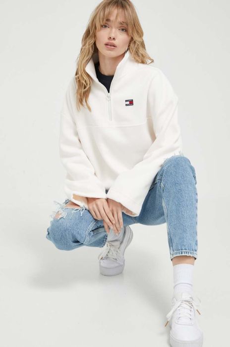 Кофта Tommy Jeans жіноча колір бежевий однотонна (3374670)
