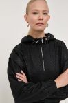 Кофта BOSS жіноча колір чорний з капюшоном з принтом