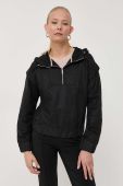 Кофта BOSS жіноча колір чорний з капюшоном з принтом