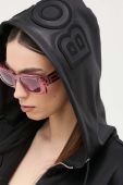 Кофта BOSS жіноча колір чорний з капюшоном однотонна