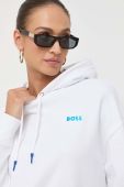 Кофта BOSS жіноча колір білий з капюшоном з принтом