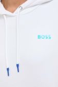Кофта BOSS жіноча колір білий з капюшоном з принтом