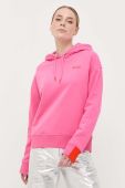Кофта BOSS жіноча колір рожевий з капюшоном з принтом