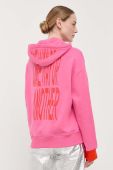 Кофта BOSS жіноча колір рожевий з капюшоном з принтом