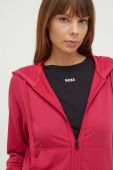 Кофта лаунж HUGO колір рожевий з капюшоном з принтом