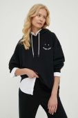 Бавовняна кофта PS Paul Smith жіноча колір чорний з капюшоном з аплікацією