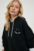 Бавовняна кофта PS Paul Smith жіноча колір чорний з капюшоном з аплікацією