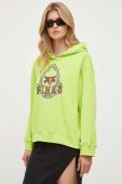 Бавовняна кофта Pinko жіноча колір зелений з капюшоном з принтом (3441423)