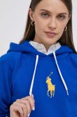 Кофта Polo Ralph Lauren жіноча з капюшоном з аплікацією колір блакитний