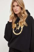 Кофта Pinko жіноча колір чорний з капюшоном з принтом
