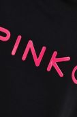 Бавовняна кофта Pinko жіноча колір чорний з капюшоном з аплікацією