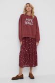 Бавовняна кофта Pepe Jeans жіноча колір бордовий з аплікацією