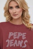 Бавовняна кофта Pepe Jeans жіноча колір бордовий з аплікацією