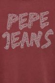 Бавовняна кофта Pepe Jeans жіноча колір бордовий з аплікацією