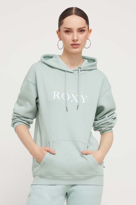 Кофта Roxy жіноча колір зелений з капюшоном з принтом (3403269)