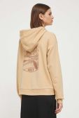 Кофта Roxy жіноча колір бежевий з капюшоном з принтом