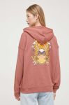 Кофта Roxy жіноча колір рожевий з капюшоном з принтом (3453455)