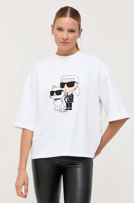 Кофта Karl Lagerfeld жіноча колір білий з аплікацією (3359743)