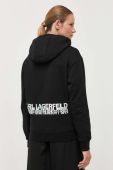 Кофта Karl Lagerfeld жіноча колір чорний з капюшоном з принтом (3353878)