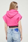 Бавовняна кофта Karl Lagerfeld Jeans жіноча колір рожевий з капюшоном однотонна