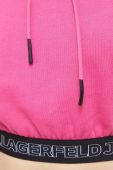 Бавовняна кофта Karl Lagerfeld Jeans жіноча колір рожевий з капюшоном однотонна