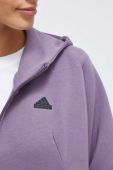 Кофта adidas Z.N.E жіноча колір фіолетовий з капюшоном однотонна (3607497)
