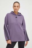 Кофта adidas жіноча колір фіолетовий з капюшоном з аплікацією (3650326)