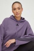 Кофта adidas жіноча колір фіолетовий з капюшоном з аплікацією (3650326)