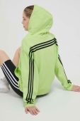 Кофта adidas жіноча колір зелений з капюшоном з аплікацією (3309806)