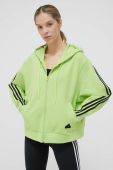 Кофта adidas жіноча колір зелений з капюшоном з аплікацією (3309806)