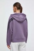 Кофта adidas жіноча колір фіолетовий з капюшоном з аплікацією (3605275)