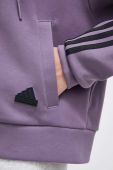 Кофта adidas жіноча колір фіолетовий з капюшоном з аплікацією (3605275)