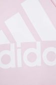 Бавовняна кофта adidas жіноча колір рожевий з капюшоном з принтом (3481039)