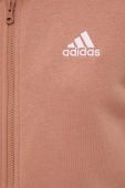 Кофта adidas жіноча колір коричневий з капюшоном з аплікацією