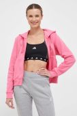 Кофта adidas жіноча колір рожевий з капюшоном однотонна (3359785)