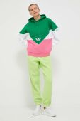Кофта adidas Originals жіноча колір зелений з капюшоном візерунок