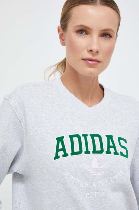 Бавовняна кофта adidas Originals жіноча колір сірий меланж (3359789)