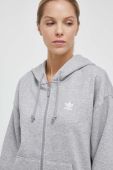 Кофта adidas Originals жіноча колір сірий з капюшоном меланж