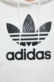 Кофта adidas Originals жіноча колір білий з капюшоном з принтом