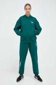 Кофта adidas жіноча колір зелений з капюшоном з аплікацією (3337816)